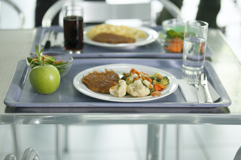 cafeteria food on a tray